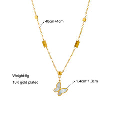 Stainless Steel Geometry Star Moon Butterfly Pendant Multilayer Chain Choker Necklace