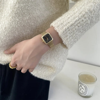 Brand Simple Quartz Watch for Women Retro Luxury Gift Ladies Watches Small Dial Adjustable Stainless Steel Strap Wristwatches