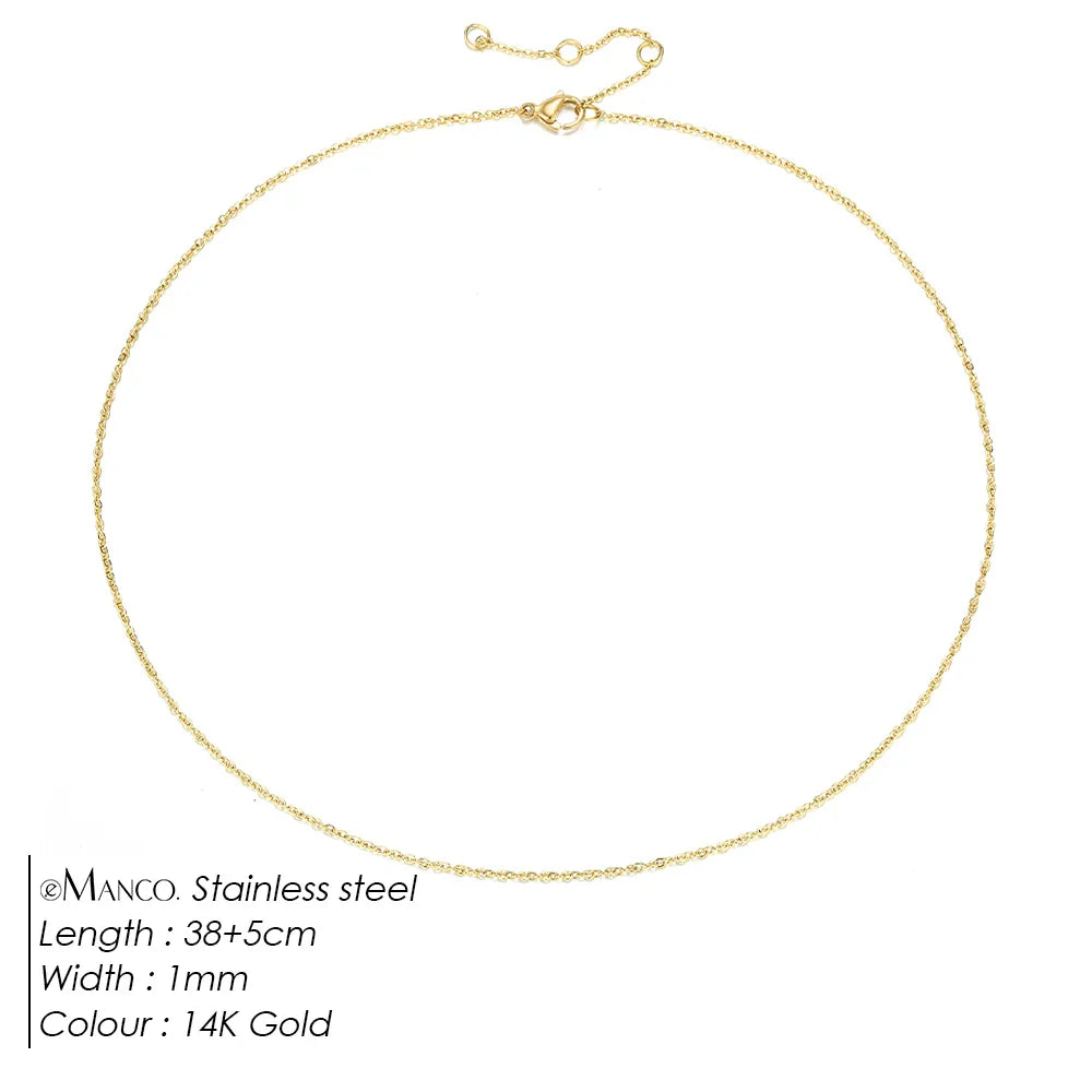 eManco Fine Chain Necklace Stainless Steel Gold Color Pendants Short Long Statement Women  Colar Gift Stainless Steel Jewelry