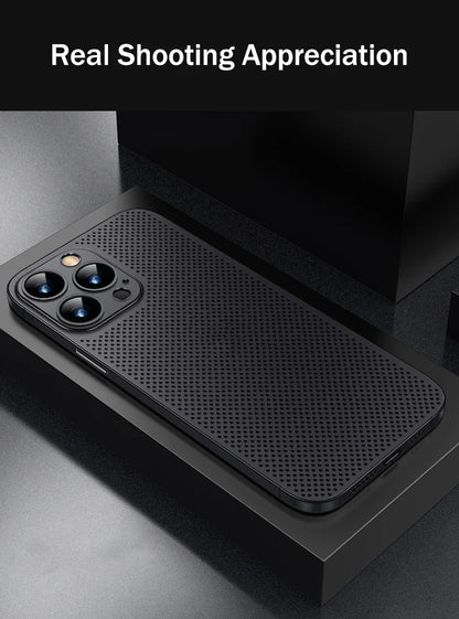 Breathable Cooling Case Ultra Thin Matte Mesh Hollow  Slim Hard iPhone 16 15 14 13 12 Pro Max Plus