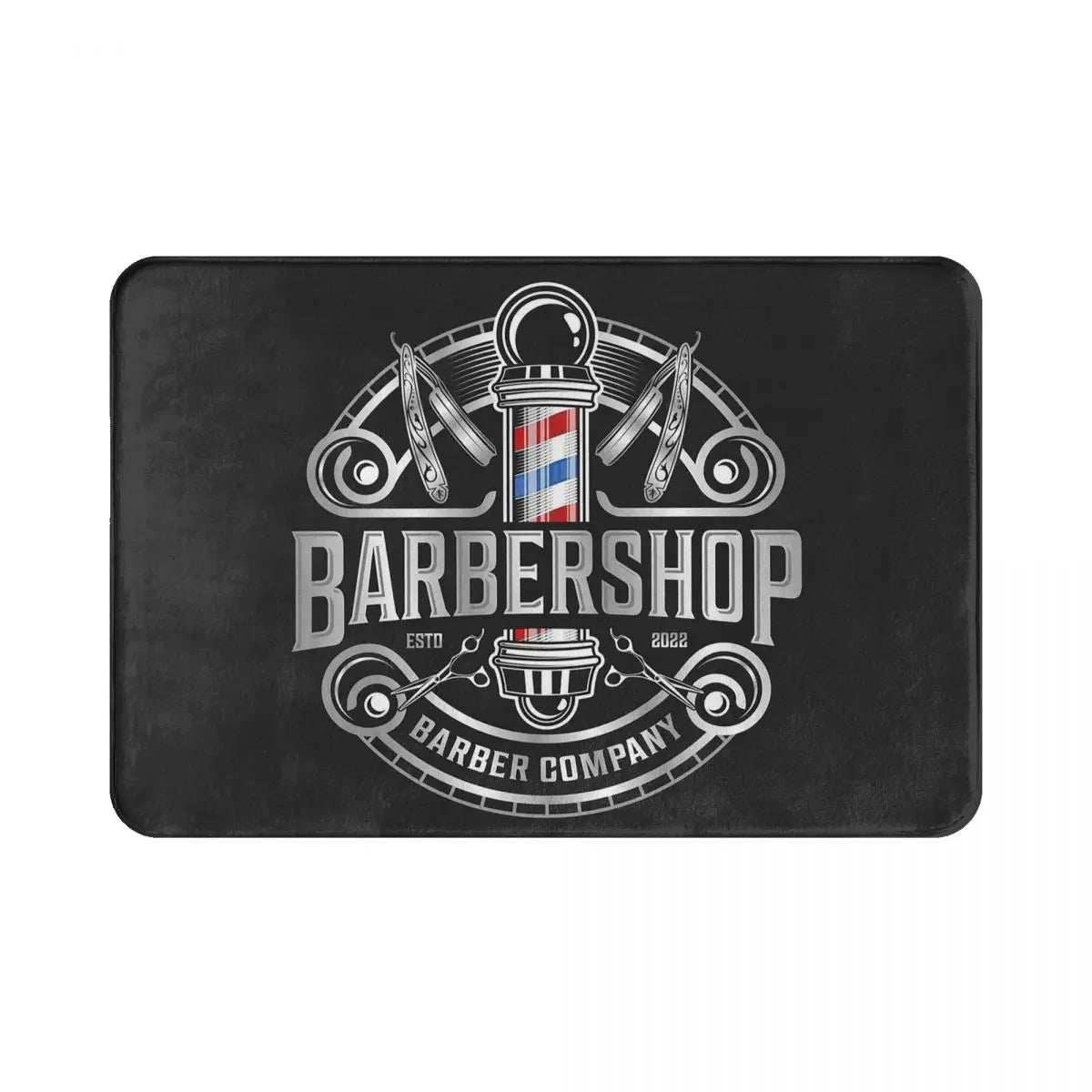 Barber Shop Sign Entrance Doormat Decor Non-Slip Welcome Mats for Home Kitchen