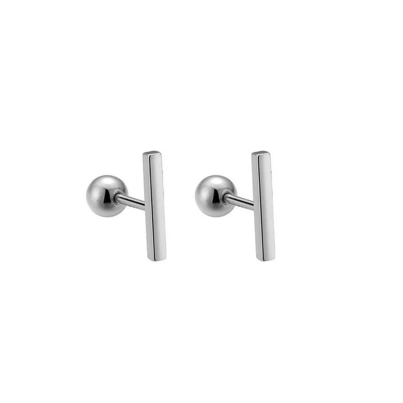 WANTME 925 Sterling Silver Fashion Simple Golden Flower Beads Small Stud Earrings for Women Teen Piercing Jewelry Accessories