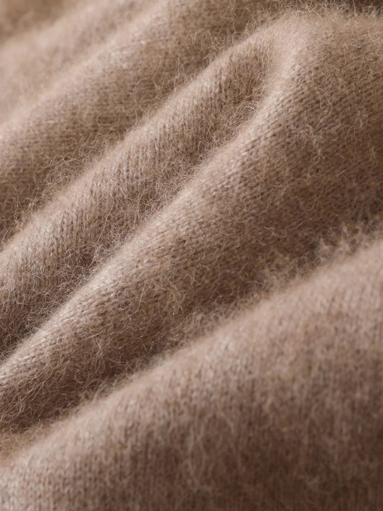 Men's 100% Mink Cashmere Sweater V-Neck Pullovers Knit Large Size Winter