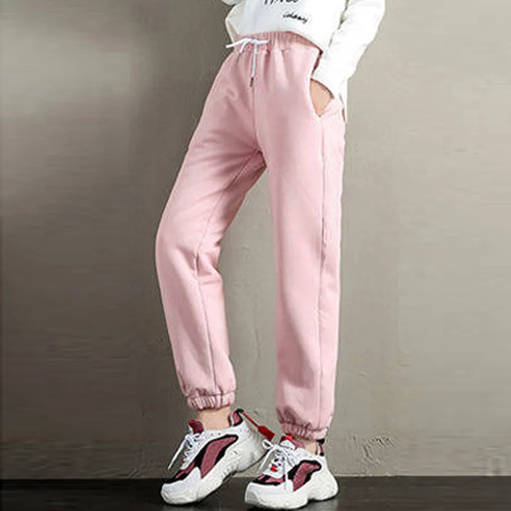 Winter Thicken Straight Pants Women Casual Fleece Sweatpants Warm Thick