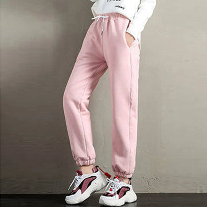Winter Thicken Straight Pants Women Casual Fleece Sweatpants Warm Thick