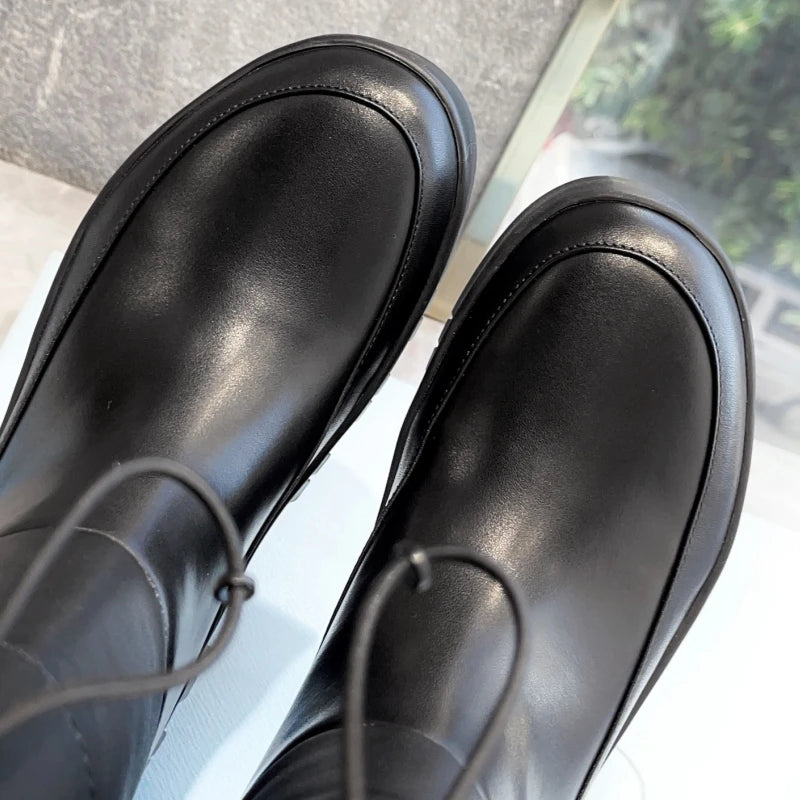 Mid-Calf Boots Ladies Brand Designer Winter Genuine Leather Warm Shoes for Women