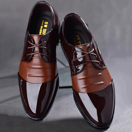 Retro Classic Dress Shoes for Black PU Leather Oxfords Casual Business Shoes for Male