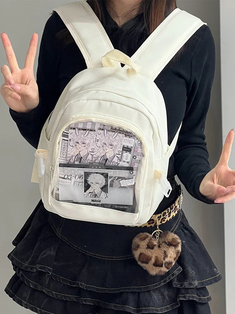 Y2K Cute Mini Backpack Women Kawaii Ita Bag Sweet Girl Transparent Rucksack DIY Personality Display Knapsack Lolita Shoulder Bag