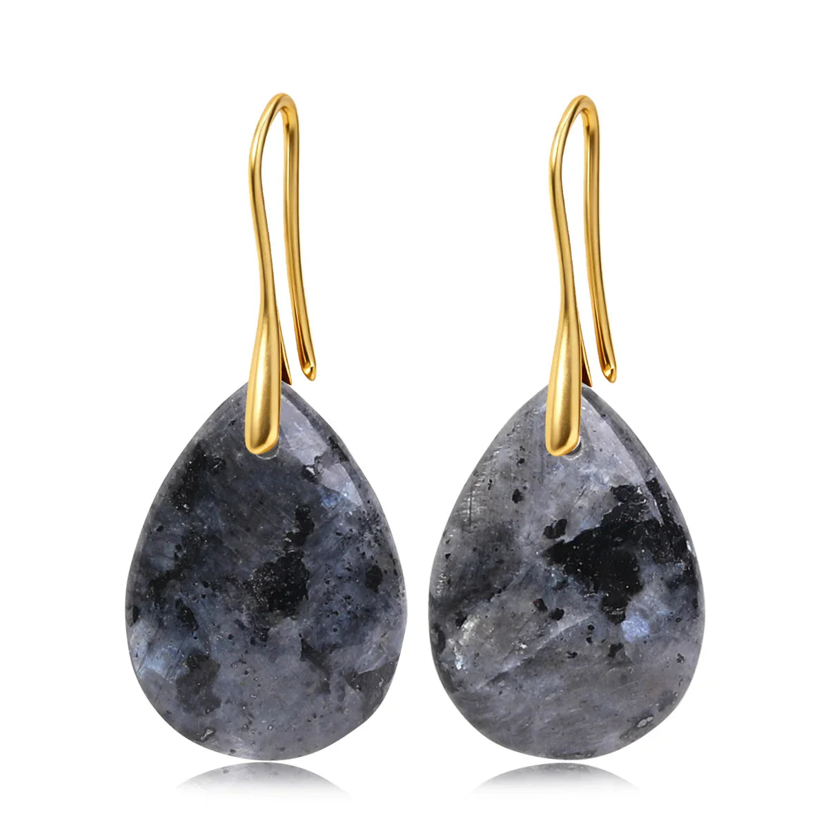 Natural Stone Pendant Women's Teardrop Earrings Elegant Gem Jewelry Creative Gift Black Obsidian Amethyst Rose Quartz Earrings