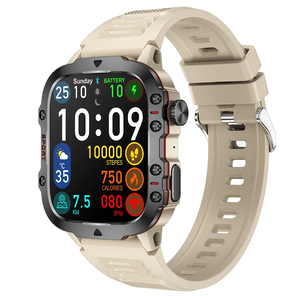Military Men Smart Watch Bluetooth Call Fitness Clock Heart Monitor 3ATM Swim Waterproof Sport Smartwatch for IOS Android 2025