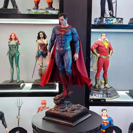 50cm Super Man Anime Figure Superm Dawn Of Justice Action Figure Pvc 2 Heads 2 Hands Statue Ornament Children Toys Gift