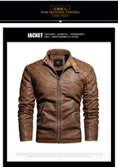 leather men plus fleece autumn and winter leather jacket wash men's coat