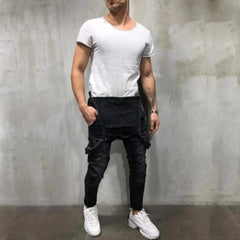 Men Stylish Slim Biker Jeans Bib Overalls Jumpsuits jeans Man Streetwear