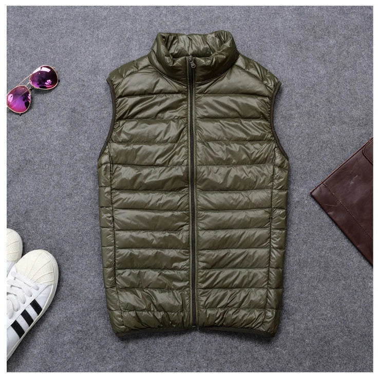 Fashionable Down Coat Men's Lightweight Jacket Sleeveless Vest Short Plus Size Outwear