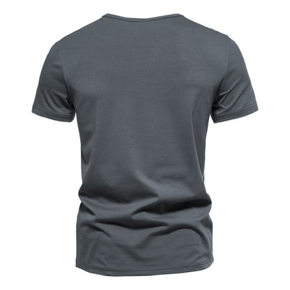 Mens Short Sleeve Henley Shirts Casual Cotton Slim Fit Basic Summer V Neck T-Shirt