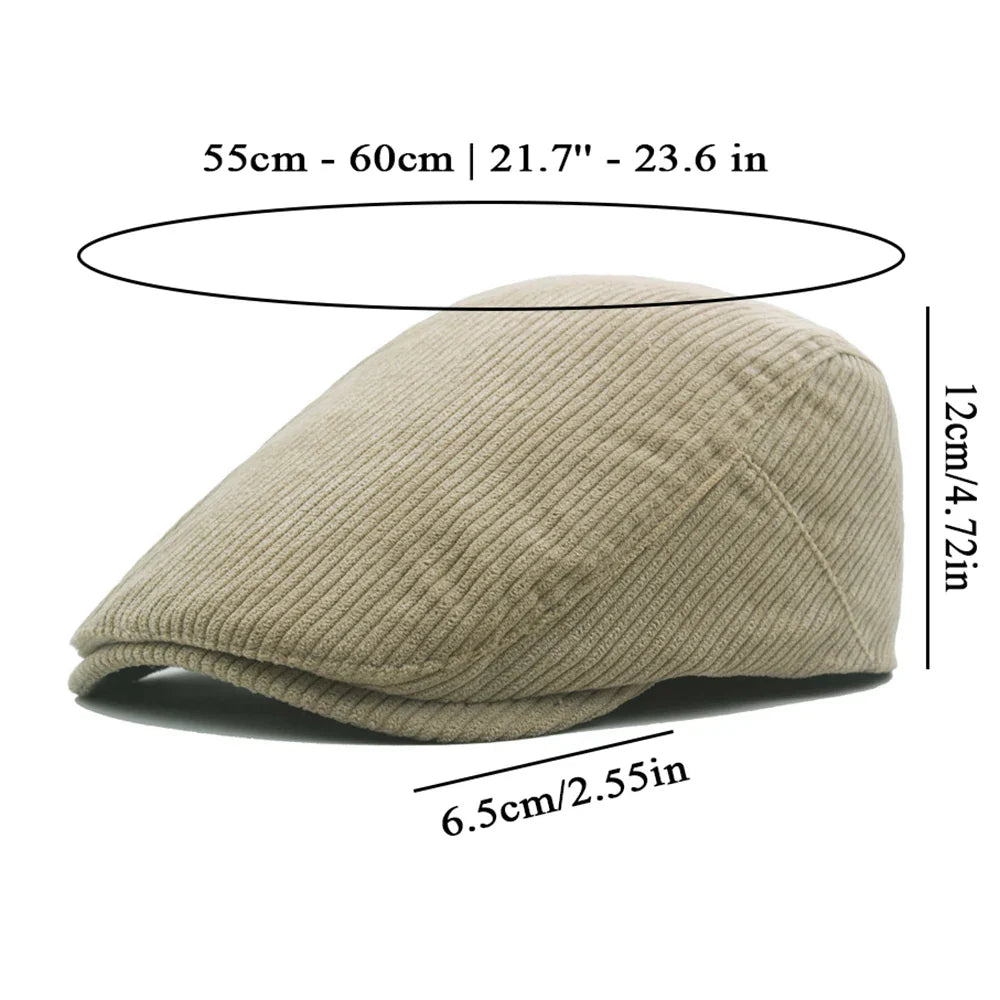 Corduroy Men Hats For Male Retro Berets Seasons Casual Flat Cap Fashion Dad Hats Unisex Bonnet Gorros Hombre Retro Artist Hat