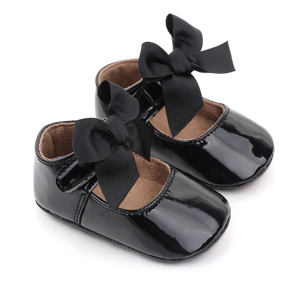 Baby Girl Princess Shoes PU and TPR Anti-slip Cute Bowknot Toddler