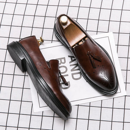 2024 Tassel Gentleman Dress Shoes Men Brogues Oxford Shoes High Slip-On Formal Shoes Classic Men's Business Leather Shoes Casual