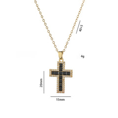 Colorful Zircon Cross Pendant Necklaces for Women Girls Stainless Steel Trendy