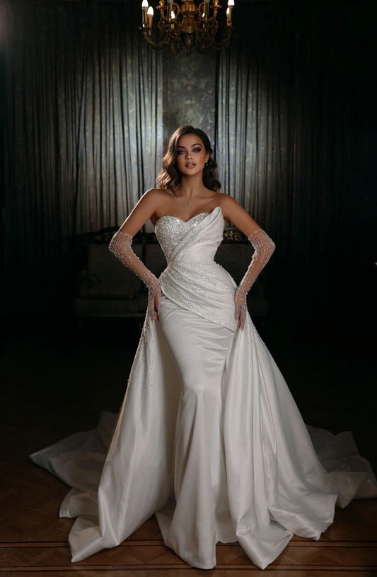 White Bridesmaid Dresses: Sparkling Simple Off Shoulder Lace Mermaid Sleeveless