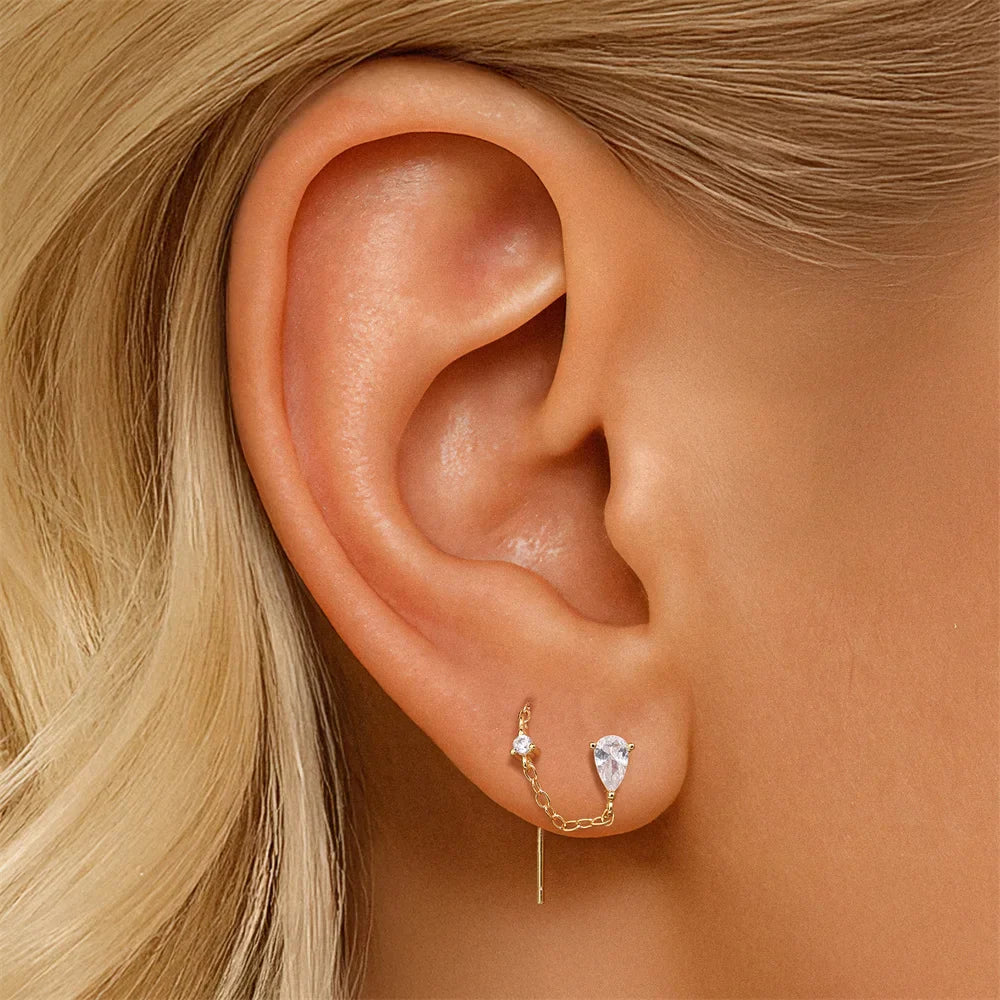 Aide 925 Sterling Silver Long Chain Tassel Baroque Irregular Pearl Dangle Earrings for Women C Shape Earrings Jewelry Pendientes