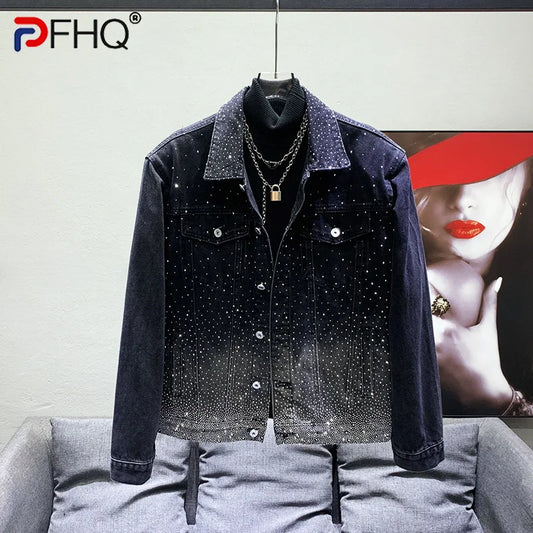 High Quality Sky Star Hot Diamond Denim Jackets Men's Versatile Handsome