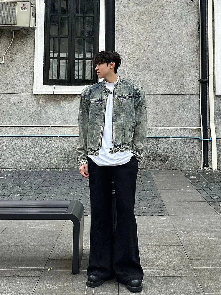 Denim Jacket Men Women Vintage Washed Cropped Cowboy Coat High-street Coats