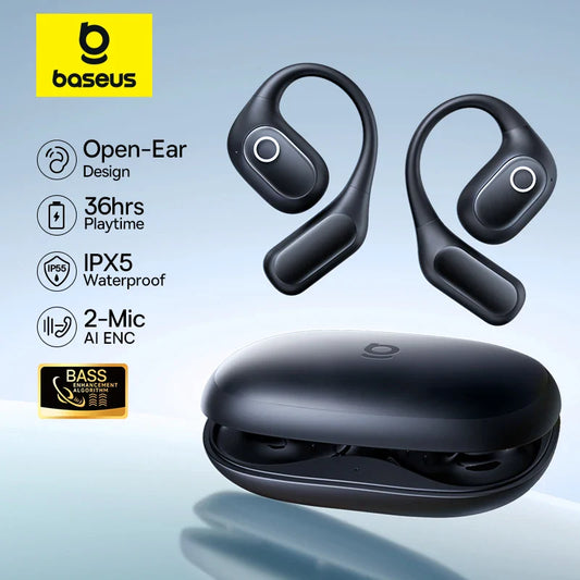 Baseus Eli 2i Fit Open-Ear Earphones True Wireless Bluetooth 6.0 Ear Hooks Headphones IPX5 Waterproof Sports Earbuds Bass Boost