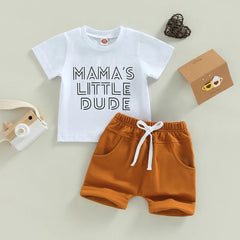 Toddler Boys Summer Sport Clothes Kids Letter Cotton Casual Crewneck Short Sleeve T-Shirt + Shorts Baby Outfits