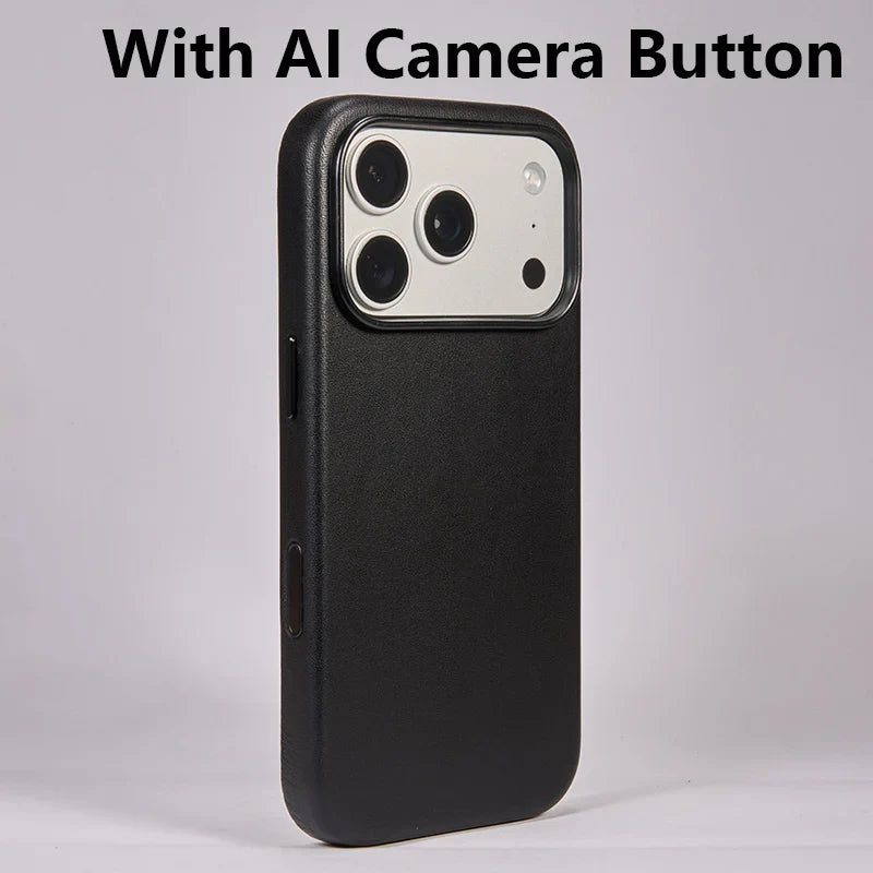 Soft Genuine Leather Case for iPhone 17 Pro Max Quality Business Case for iPhone 17 Pro Magnetic Charging Phone Back Cover