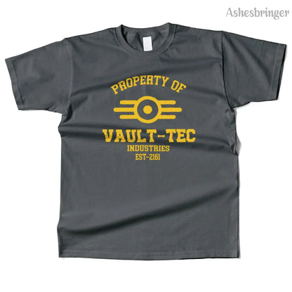 Mens Cotton Property of Vault Tec Graphic T Shirt Street Casual Style Tee for Men and Women