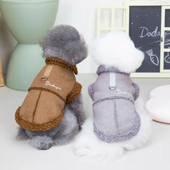 British Style Dog Jacket Lamb Fleece Winter Warm Dog Clothes for Small Dogs