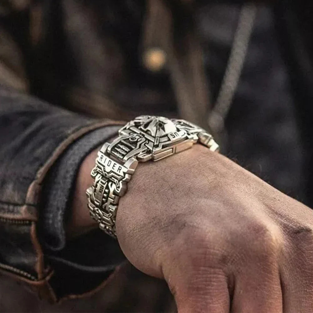 Vintage Charm Skull Bracelet Punk Hip Hop Rider Bracelet for Men Boy Gift High Quality US Street Motorcycle Jewelry Dropshipping