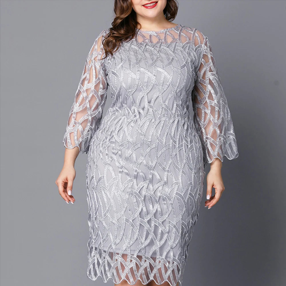 Plus Size Formal Occas Long Dress for Women Clothing 2023 Autumn Skirt for Female Evening Party Vestidos Oversized Elegant Dress