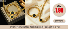 Stainless Steel Gold Color Thick Chain Choker Necklace Bracelet for Women Fashion