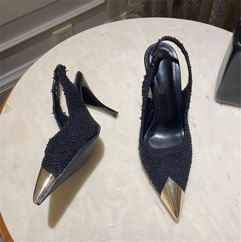 style Women Shoes Ladies High Heels shoes metal pointed shoes
