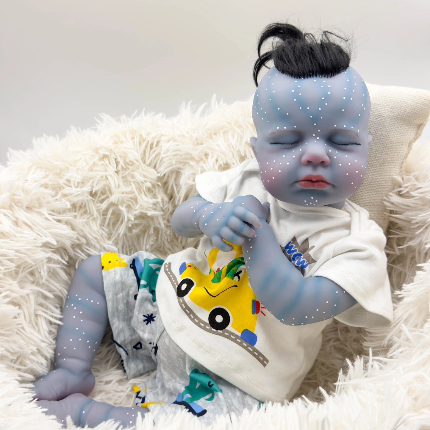 NPK 19inch Avatar Loulou Lifelike Reborn Baby Doll Collectible Art Doll Soft Silicone Bebe Doll Detailed Painting Toys