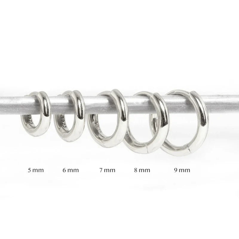 Silver 925 1 pair Women Small Hoops Earring Piercing Ear Cartilage Tragus Simple Thin Circle Anti-allergic Ear Buckle