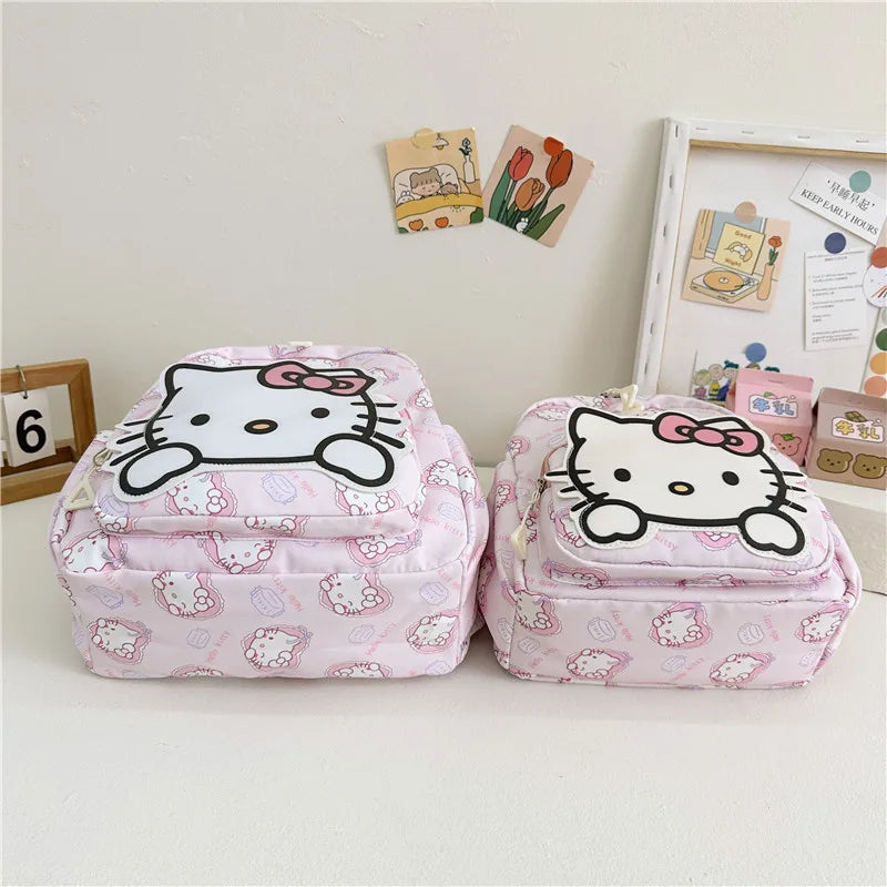 Anime Cartoon Kuromi Melody Cinnamoroll Backpack Boys Girls Cartoon Hello Kitty Kawaii Canvas Fashion Children's Schoolbag
