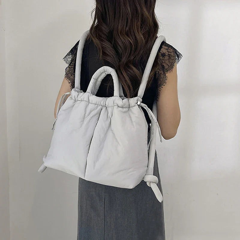 Fashion Casual Large Capacity Puffer Tote Bag Designer Padded Nylon Women Shoulder Bags Handbags Knotted Strap Crossbody Bags