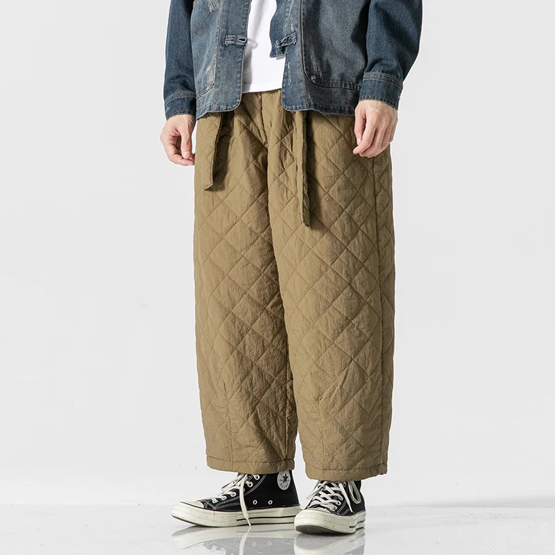 Winter Thicken Cotton Padded Pants Men Casual Warm Trousers Ankle Length