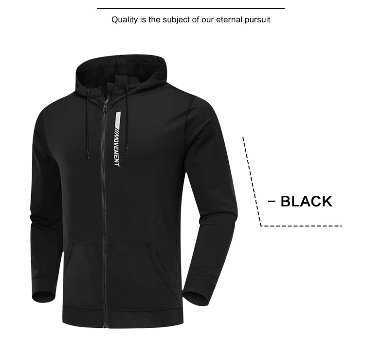 Men's Sports Hoodies Quick Dry Elastic Hooded Male Fitness Running Jackets Outdoor Gym