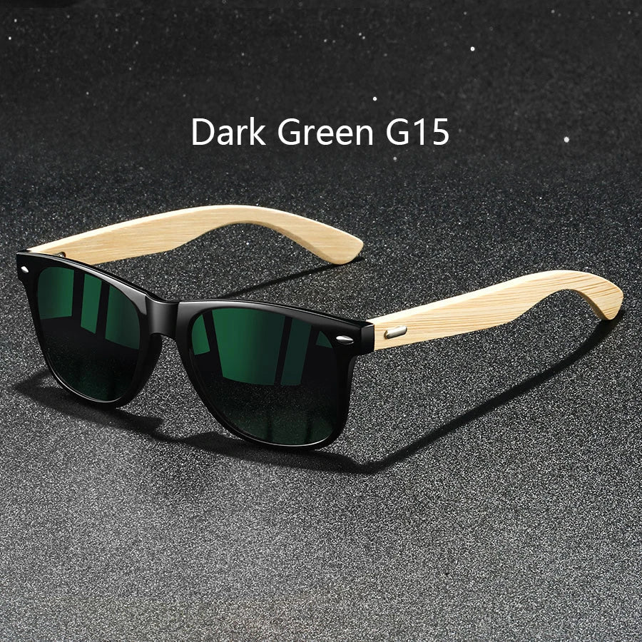 Fashion Bamboo Wood Vintage Square Sunglasses Wooden Men Women Luxury Brand Designer Sun Glasses Driving Fishing UV400 Eyewear
