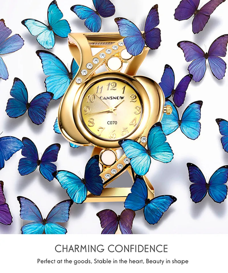 New Design Women Bangle Wristwatch Quartz Crystal Luxury Relojes Rhinestone Fashion Female Watches Hot Sale Eleagnt Mujer Watch