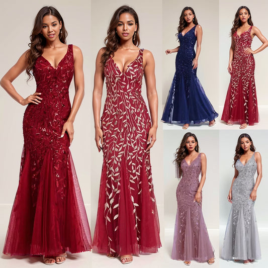 Sleeveless Sequins Mermaid Party Prom Gowns Women Formal