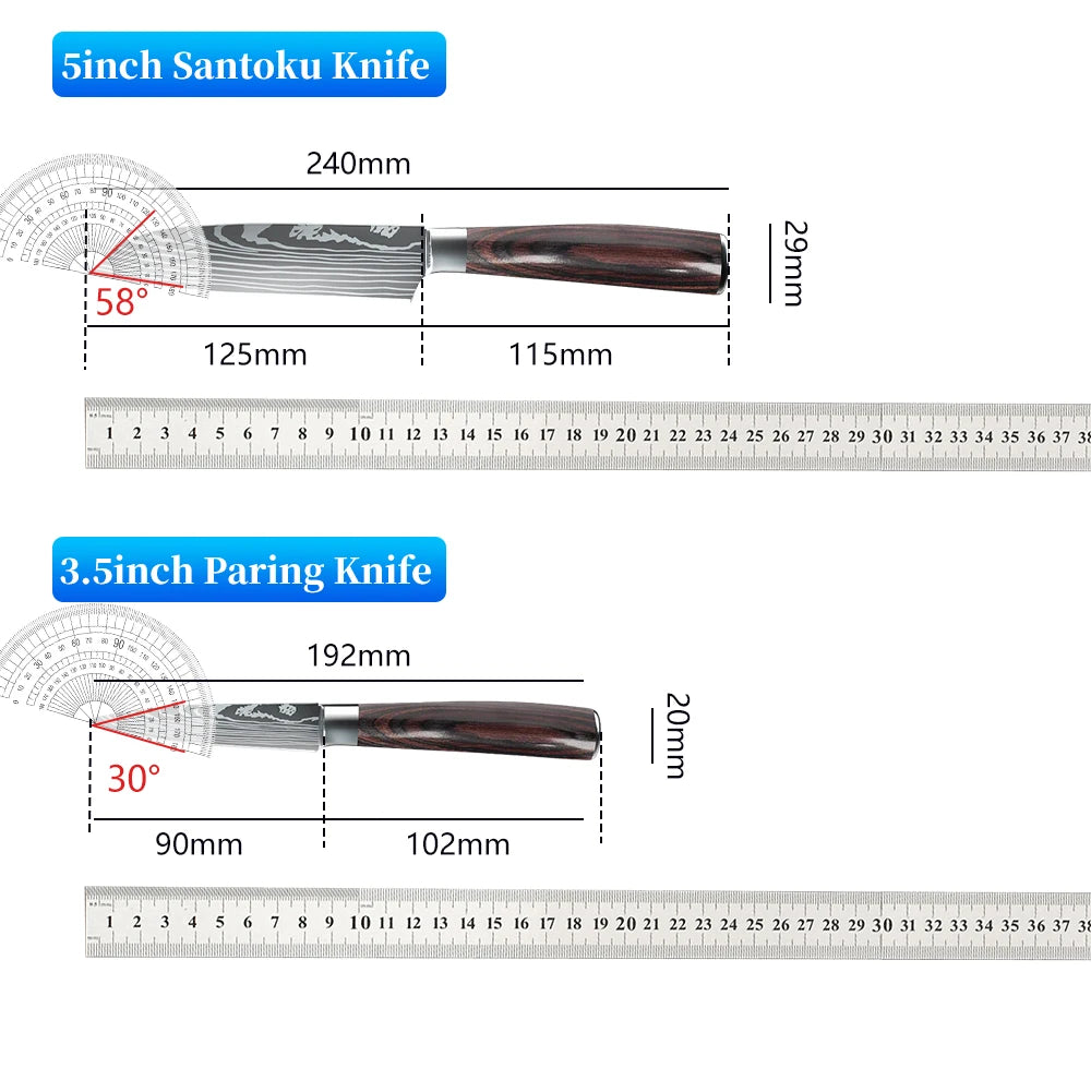 Japanese Kitchen Knives Set Laser Damascus Pattern Chef Knife Sharp