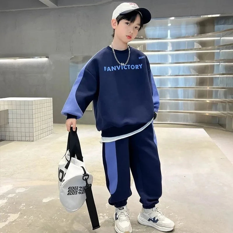 Boys Prints Letter Sets Children Spring Fashion Clothes Suits Kids Casual Sweatshirts+Pants 2Pcs Simplicity Autumn Outfits
