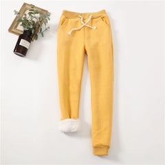 Lucyever Winter Thicken Plush Sweatpants Women Elastic Waist Warm Harem