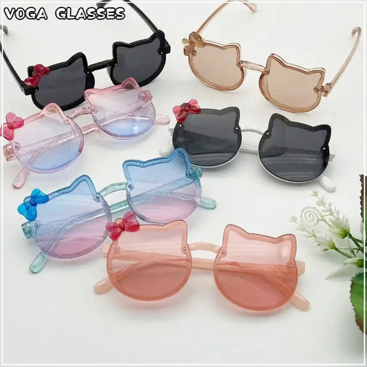 Kids Sunglasses Girls Boys Shiny Bowknot Sun Glasses Lovely Cat Children Eyewear Fashion Gradient Eyeglasses UV400