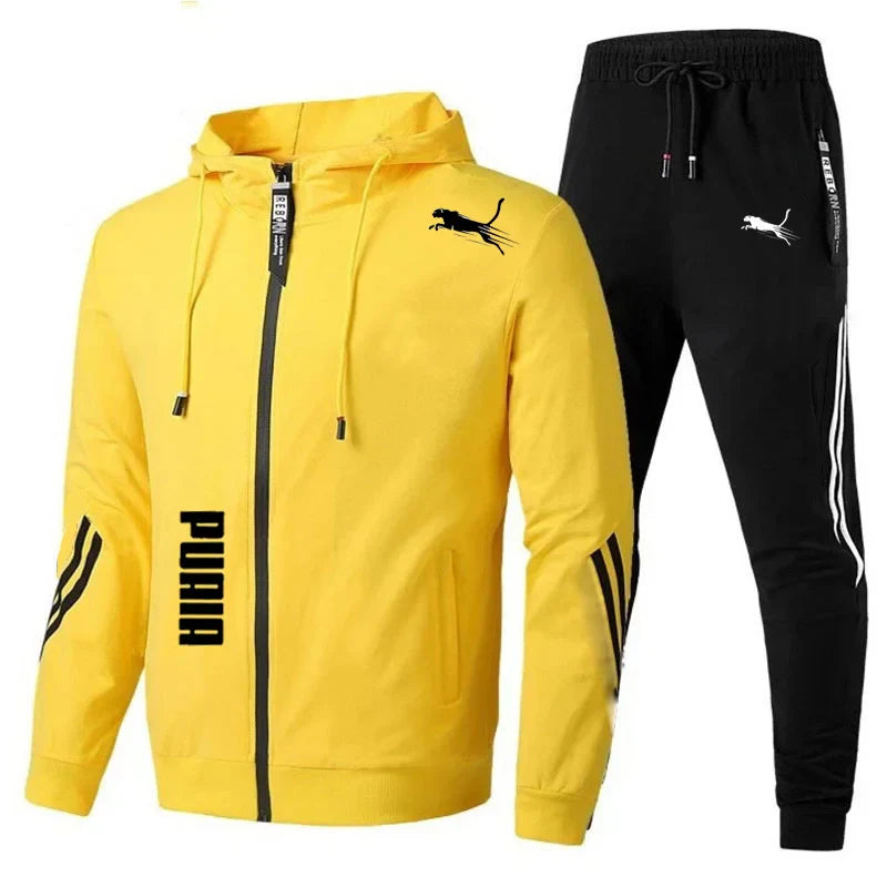 Men's Spring Autumn Tracksuit Set Long Sleeve Hoodie And Joggers 2-Piece Fitness Running Sportswear Casual Clothing